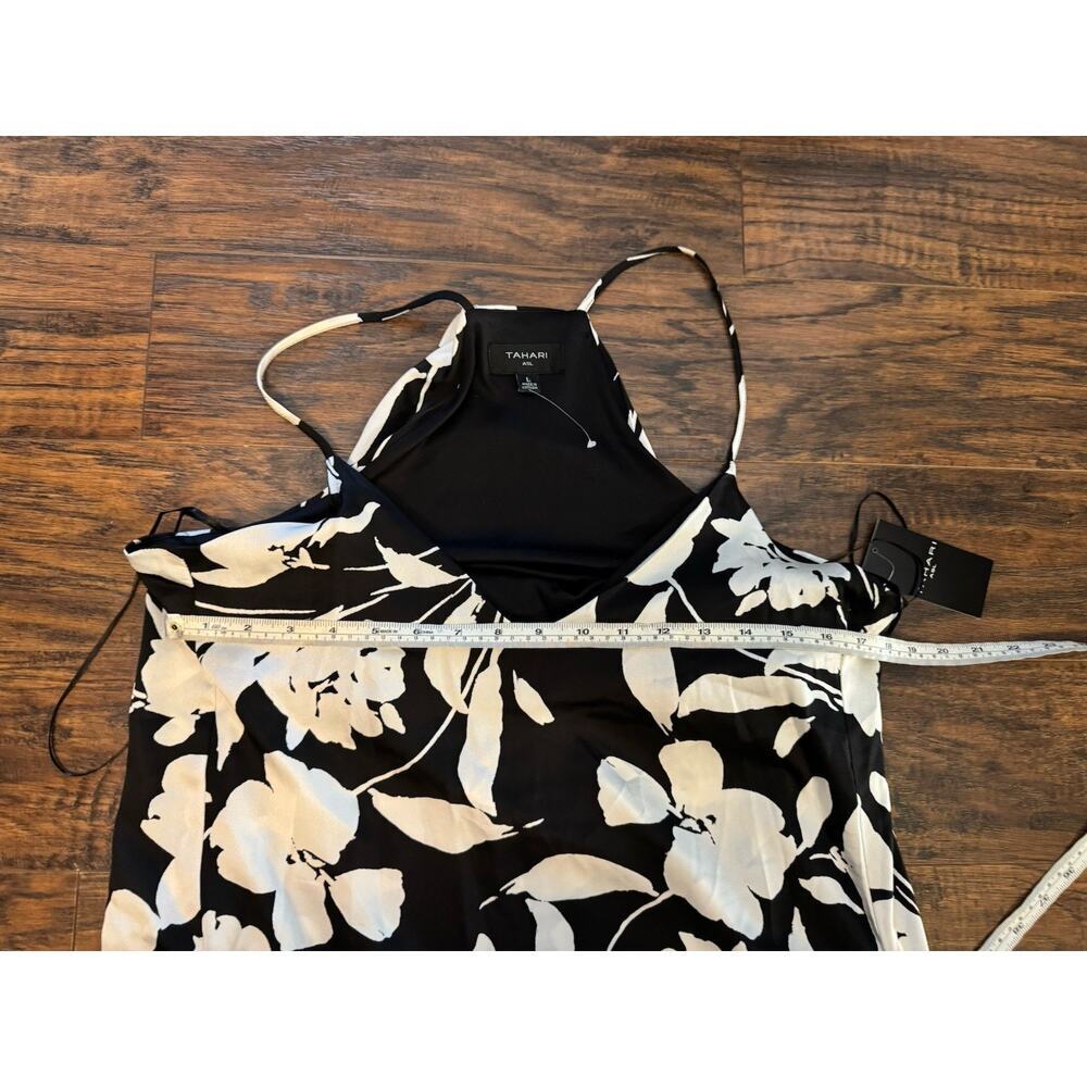 Tahari ASL Floral Maxi Dress With Pockets Black White Size L New With Tags - Picture 6 of 10